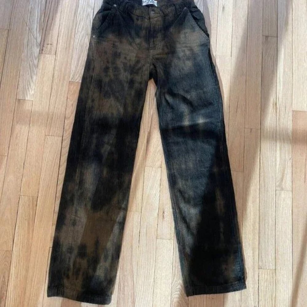 Free People Reese Pitched Straight Corduroy Jeans Tie Dye Brown Tan Size 24 - Picture 5 of 10